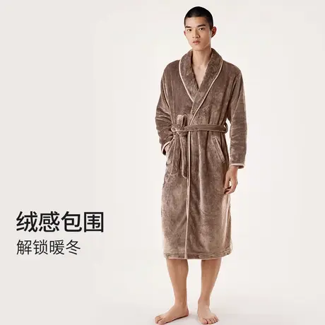 【商场同款】23新品都市丽人加绒法兰绒保暖宽松男睡袍浴袍家居服图片