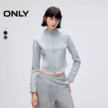 ONLY2025秋季新款休闲立领拉链夹克收腰开衫正肩显瘦短款卫衣女商品大图