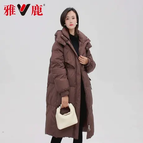 雅鹿2025新款冬季加厚时尚女款显瘦保暖韩中长羽绒服外套防寒服图片