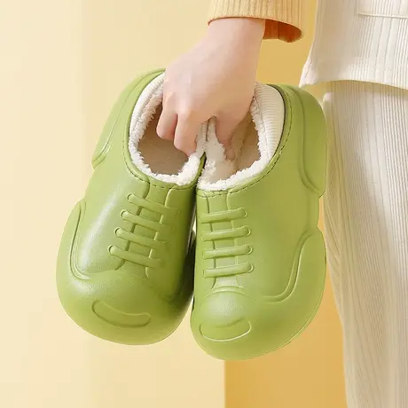 防水棉拖鞋女士冬季包跟室内家居2023新款防滑保暖加绒月子棉鞋女商品大图