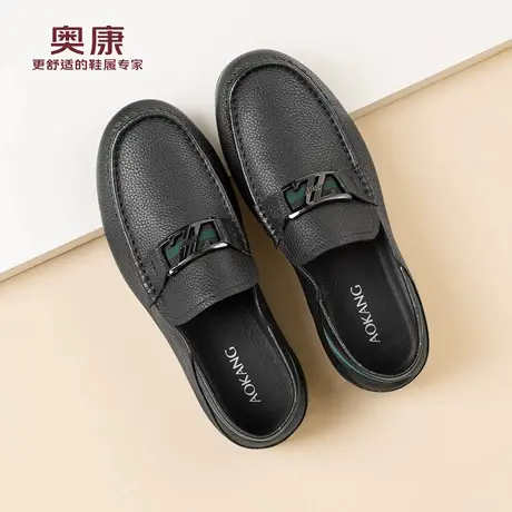 奥康男鞋2026新款春季休闲百搭羊皮软底潮男豆豆鞋英伦风皮鞋男商品大图