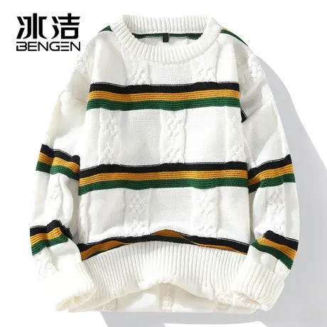 冰洁毛衣2023秋冬季加厚宽松男士线衣针织打底衫保暖上衣学生潮ZC商品大图