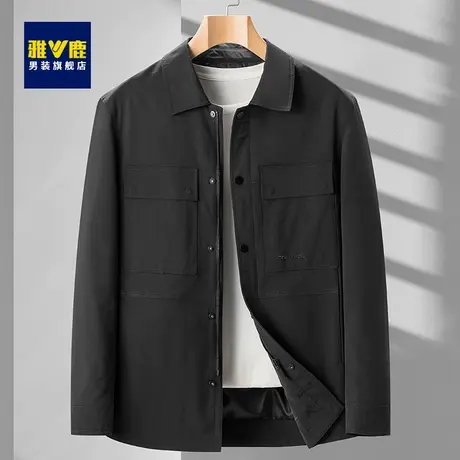 雅鹿夹克男2023春季新款时尚潮流商务休闲百搭复古翻领夹克外套男商品大图