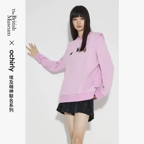 【直播闪降】大英埃及萌神 欧时力长袖卫衣女新款春装上衣贴布绣商品大图