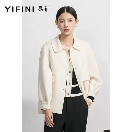 Yifini/易菲双面羊毛大衣女春秋新款淑女减龄外套小个子毛呢外套商品大图