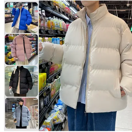 羽绒服男款冬季美式立领轻薄oversize棉服加厚棉衣外套短款面包服商品大图