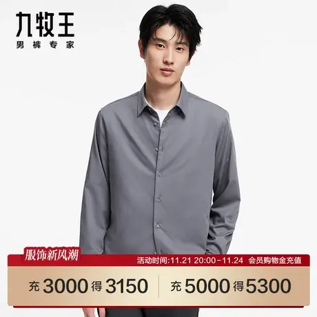 [商场同款]九牧王男装JC3C51710休闲长袖衬衫24春季格纹衬衣SN图片