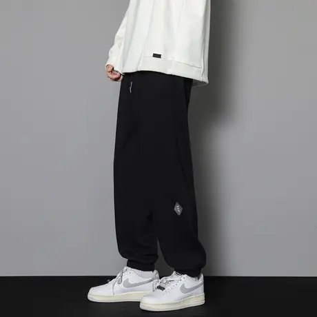 宽松束脚休闲裤子男士潮牌贴标运动卫裤男青少年黑色百搭哈伦长裤商品大图
