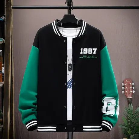 春秋季夹克初中高中学生男孩青少年加绒厚棒球服外套帅气大童男装商品大图