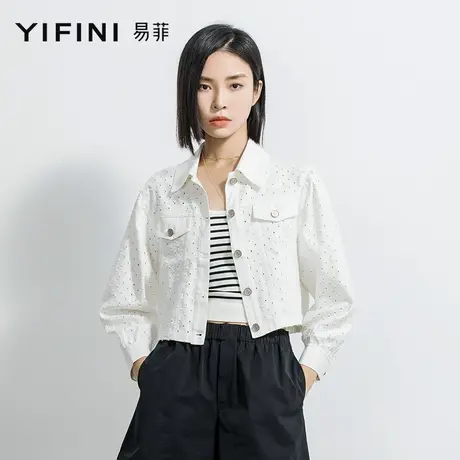 Yifini/易菲时尚短款夹克外套女街头时尚牛仔外套春秋新款商品大图