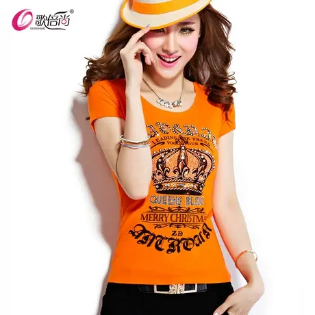 2024新款夏季重工烫钻高端体恤汗衫修身紧身女欧货短袖t恤时尚潮图片