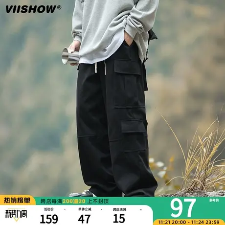 VIISHOW春秋季美式多口袋工装裤男裤子潮牌休闲百搭直筒裤长裤商品大图