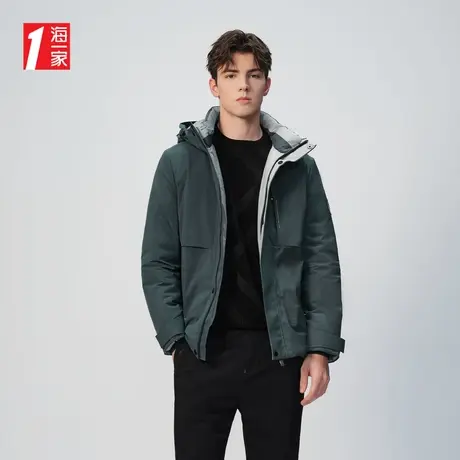 海一家保暖鹅绒外套轻户外休闲连帽基础休闲青年男士羽绒服图片