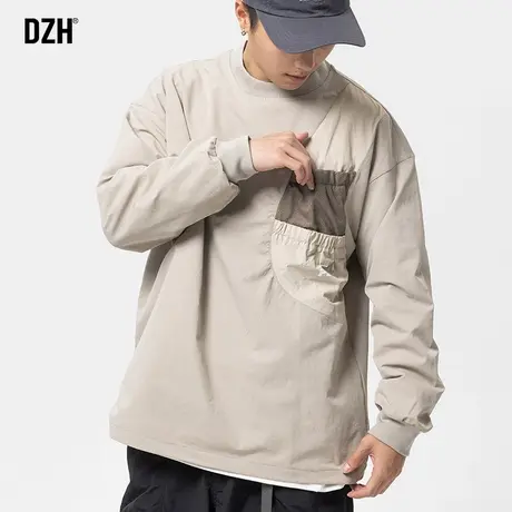 男士美式重磅t恤男长袖秋季潮流高级感男装2023新款圆领上衣宽松商品大图