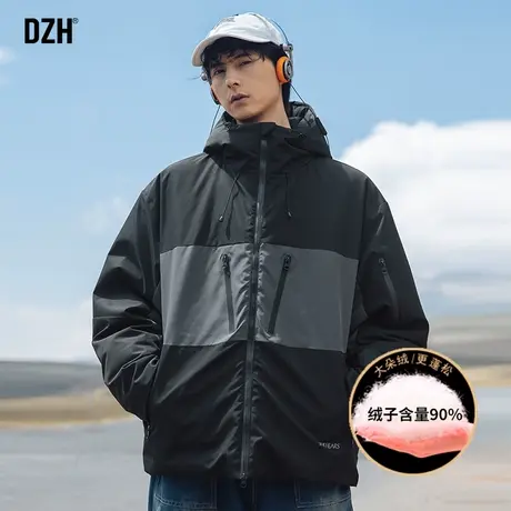 男生拼接羽绒服男款冬季加厚潮牌登山冲锋衣外套潮高级感2024新款图片