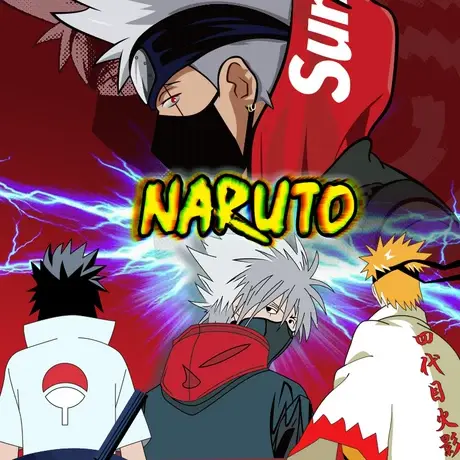 秀洛火影忍者联名T恤短袖男女卡卡西宇智波四代目鸣人周边cos半袖商品大图