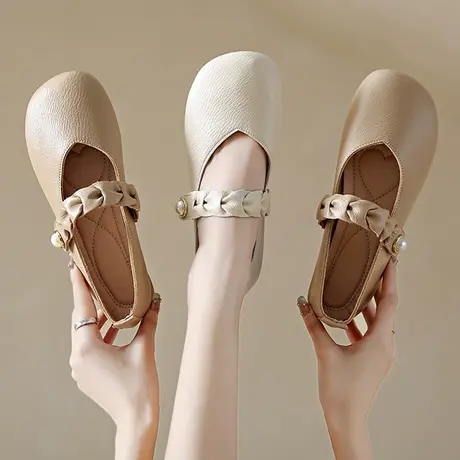 玛丽珍女鞋子2023春秋新款魔术贴低跟单鞋夏季休闲乐福小皮鞋女款商品大图