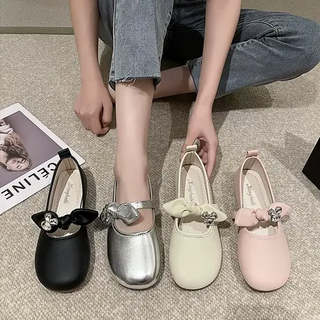 温柔风通勤单鞋平底一脚蹬女鞋2024新款浅口蝴蝶结工作鞋玛丽珍鞋商品大图