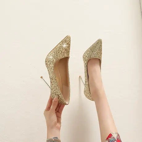 性感尖头高跟鞋女细跟2024年春季新款时尚浅口仙女风百搭宴会单鞋商品大图