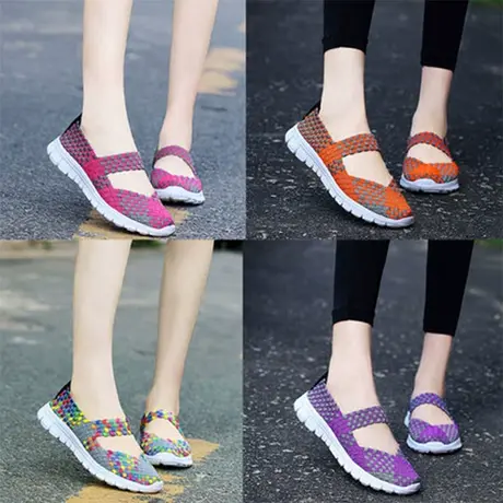 夏季编织鞋女防滑软底中老年人平底鞋妈妈凉鞋老北京布鞋广场舞鞋商品大图