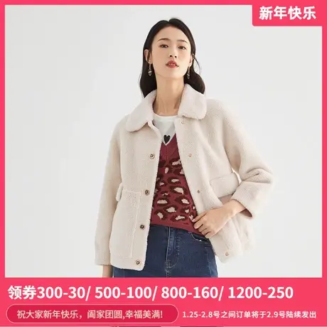 伊芙丽短外套女秋冬装小个子单排扣长袖通勤短款宽松休闲毛呢外套商品大图