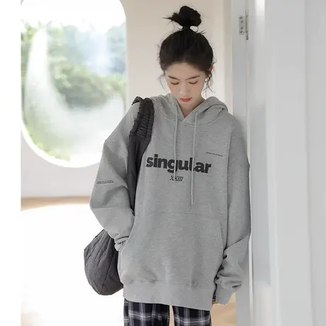 美式oversize连帽宽松卫衣外套女秋冬款2024爆款慵懒百搭长袖上衣商品大图