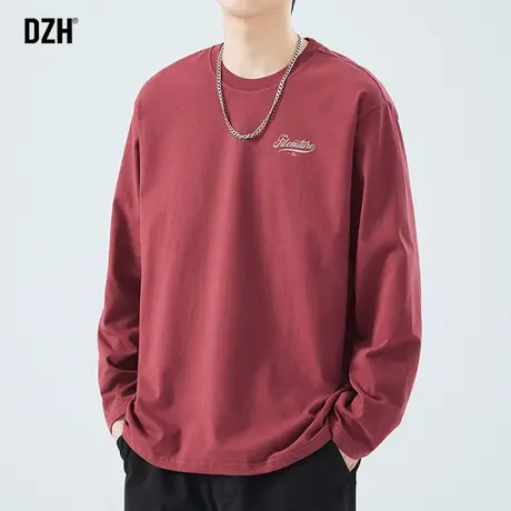 男士红色打底衫潮牌男春季长袖T恤男款2024年新款纯棉体恤衫内搭商品大图