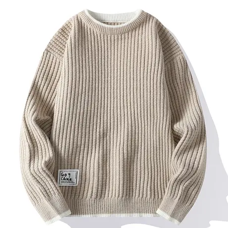 圆领毛衣男士2023秋冬季新款潮流休闲纯色高级感男女针织衫打底衫商品大图