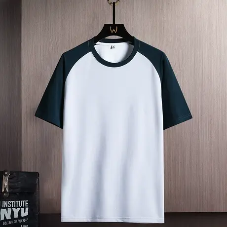 冰丝夏季短袖t恤男透气男款上衣2023年新款潮牌男士薄款半袖体恤商品大图