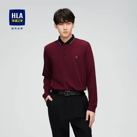 HLA/海澜之家舒适弹力POLO衫撞色翻领数码印花含莫代尔时尚上衣男图片