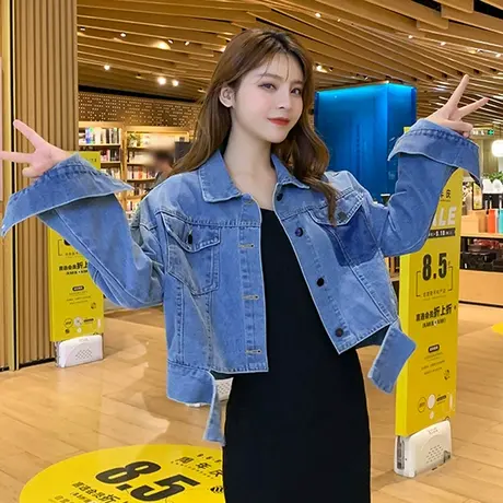 【换购10】牛仔外套女宽松韩版显瘦长袖春秋休闲BF牛仔服上衣短款图片