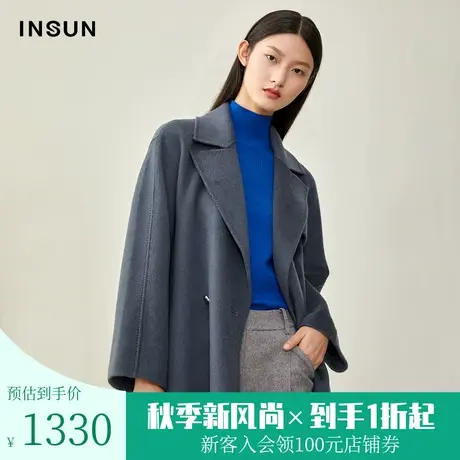 恩裳冬季经典潮流舒适双面呢大衣宽松羊毛过膝长款毛呢外套女图片