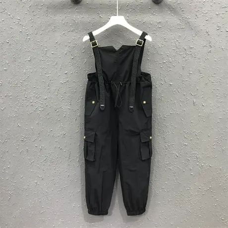 欧洲站显瘦时尚黑色工装牛仔背带裤女潮2023秋季新款休闲束脚裤子商品大图