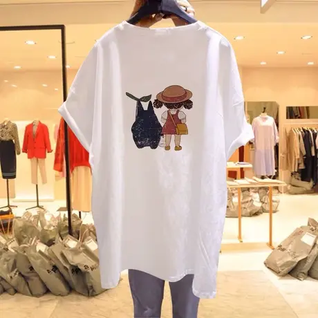 大码原宿风显瘦宽松小毛驴女孩印花短袖T恤女时尚夏季半袖上衣ins商品大图