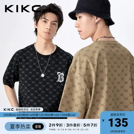 kikc短袖t恤男2023春夏新款商场同款字母刺绣美式潮流老花半袖T恤图片