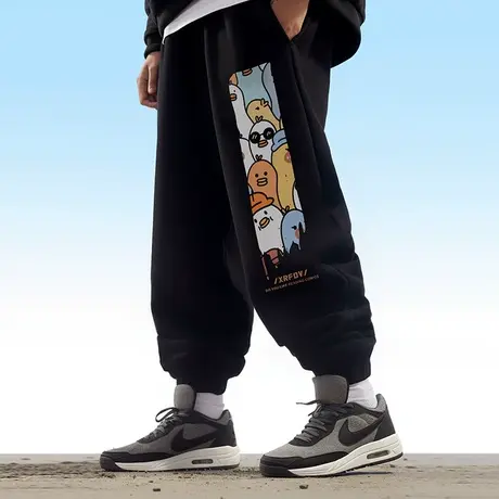 宽松运动卫裤男生潮流休闲裤大码束脚春秋加绒胖子学生裤夏季长裤商品大图