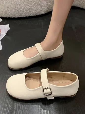 玛丽珍鞋女平底单鞋2023年秋季新款浅口奶奶鞋温柔风配裙子小皮鞋图片