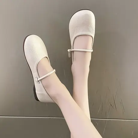 配裙子玛丽珍单鞋女鞋子2023夏季新款软底一字带平底仙女风小皮鞋商品大图