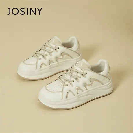 Josiny/卓诗尼板鞋女款2024新款春季厚底休闲时尚通勤学生小白鞋商品大图