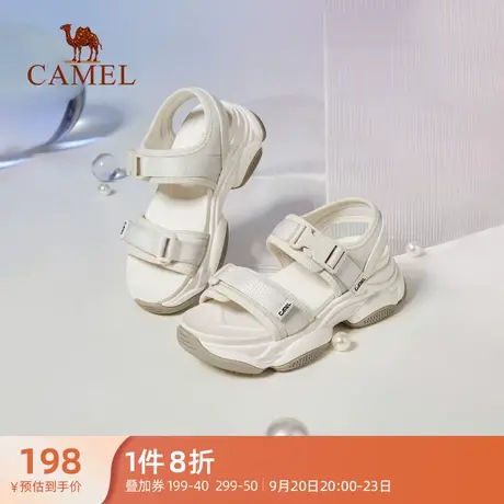 骆驼女鞋2023夏季新款厚底松糕沙滩鞋魔术贴时尚休闲软底运动凉鞋图片