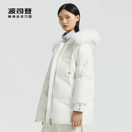 波司登羽绒服女中长莫兰迪色狐狸毛领H型冬季厚外套奥莱商品大图