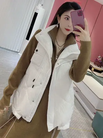 2023年秋冬新款羽绒棉服女时尚休闲宽松百搭马甲立领保暖坎肩外套商品大图