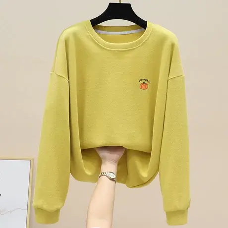 圆领中长款上衣春秋2023新款韩版设计感小众印花套头卫衣女装外套商品大图