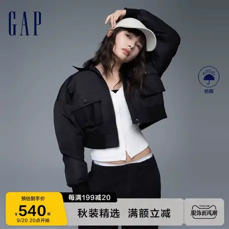 Gap女装秋季2023新款尼龙防雨夹棉短款合身外套811062时尚夹克图片