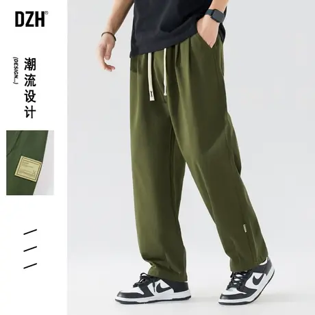 男士军绿色休闲裤男款秋季宽松直筒潮牌男生夏天裤子2023新款长裤商品大图