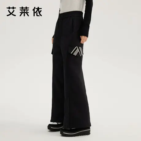 艾莱依简约微喇羽绒裤女新款保暖直筒休闲时尚百搭温暖通勤休闲裤图片