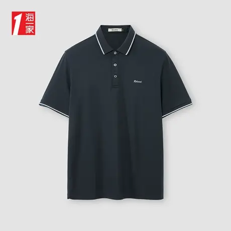 海一家撞色翻领POLO衫2025夏季新款简约大气青年男士短袖POLO衫商品大图