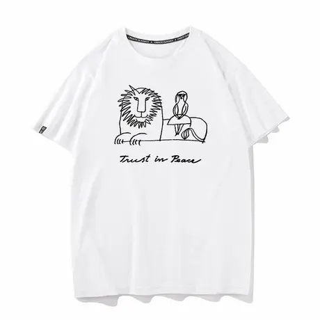 秀洛lisa夏纯棉短袖T恤男女打底衫纯棉上衣服情侣装闲圆领半袖衫商品大图