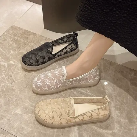 一脚蹬网鞋女透气网面孕妇鞋夏季网纱凉鞋老北京布鞋女镂空渔夫鞋图片