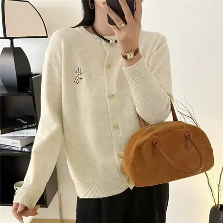 春装2025新款韩版宽松毛衣外套女薄款针织开衫春秋外穿高级感上衣商品大图